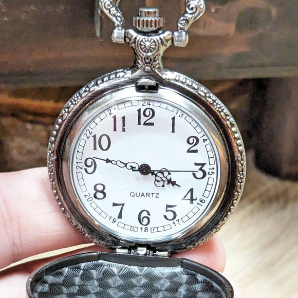 Firefighter Pocket Watch Silver Fireman Gift Retirement First Responder Hero - Picture 3 of 4